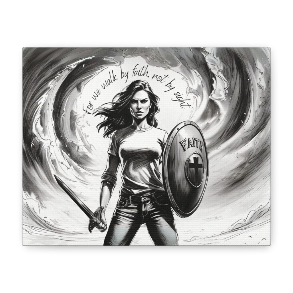 Christian scripture canvas art print wall decor, Stretched, 1.25" Walk by faith