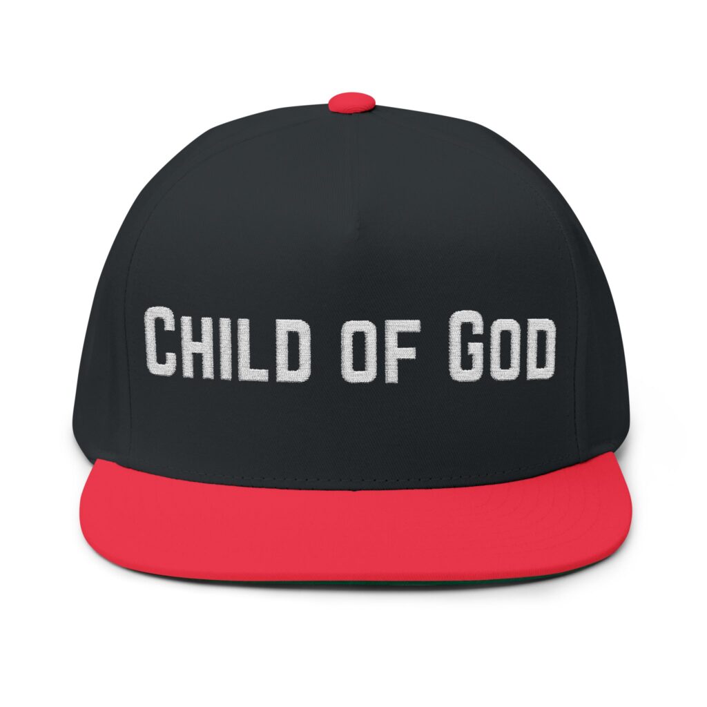 Christian men's Child of God Flat Bill Cap Hat (Embroidery)