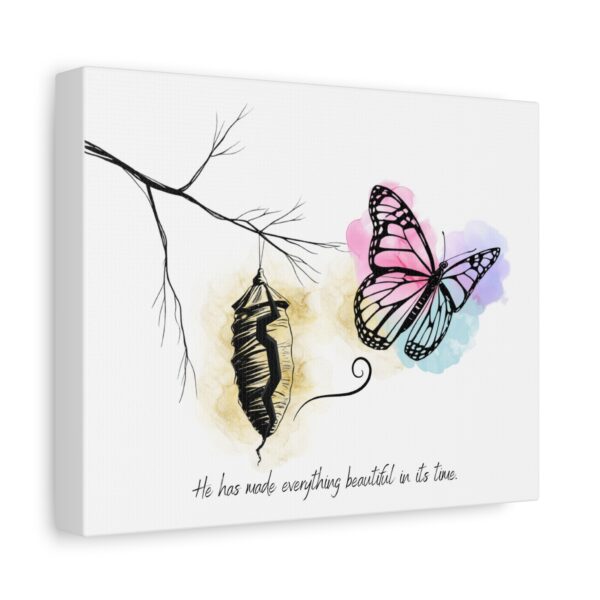 Christian scripture butterfly canvas art everything beautiful in its time print wall decor ready to hang - Image 2