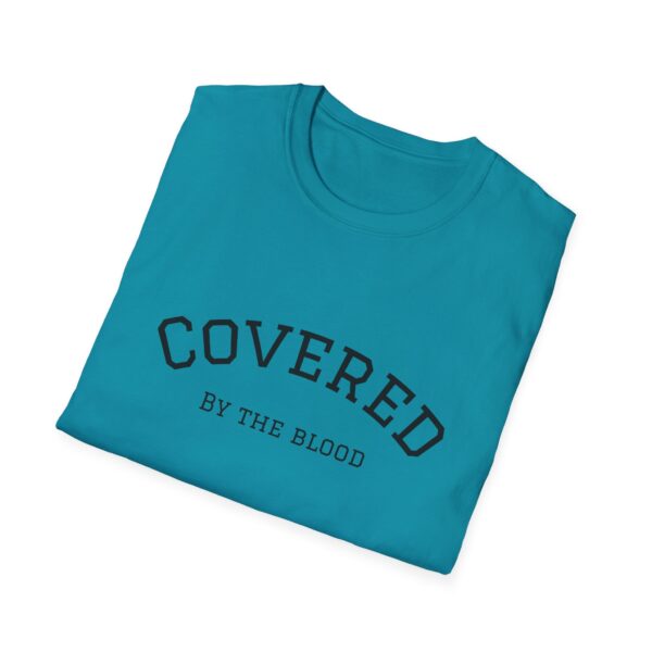 Christian men's covered by the blood Jesus cross T-Shirt - Image 3