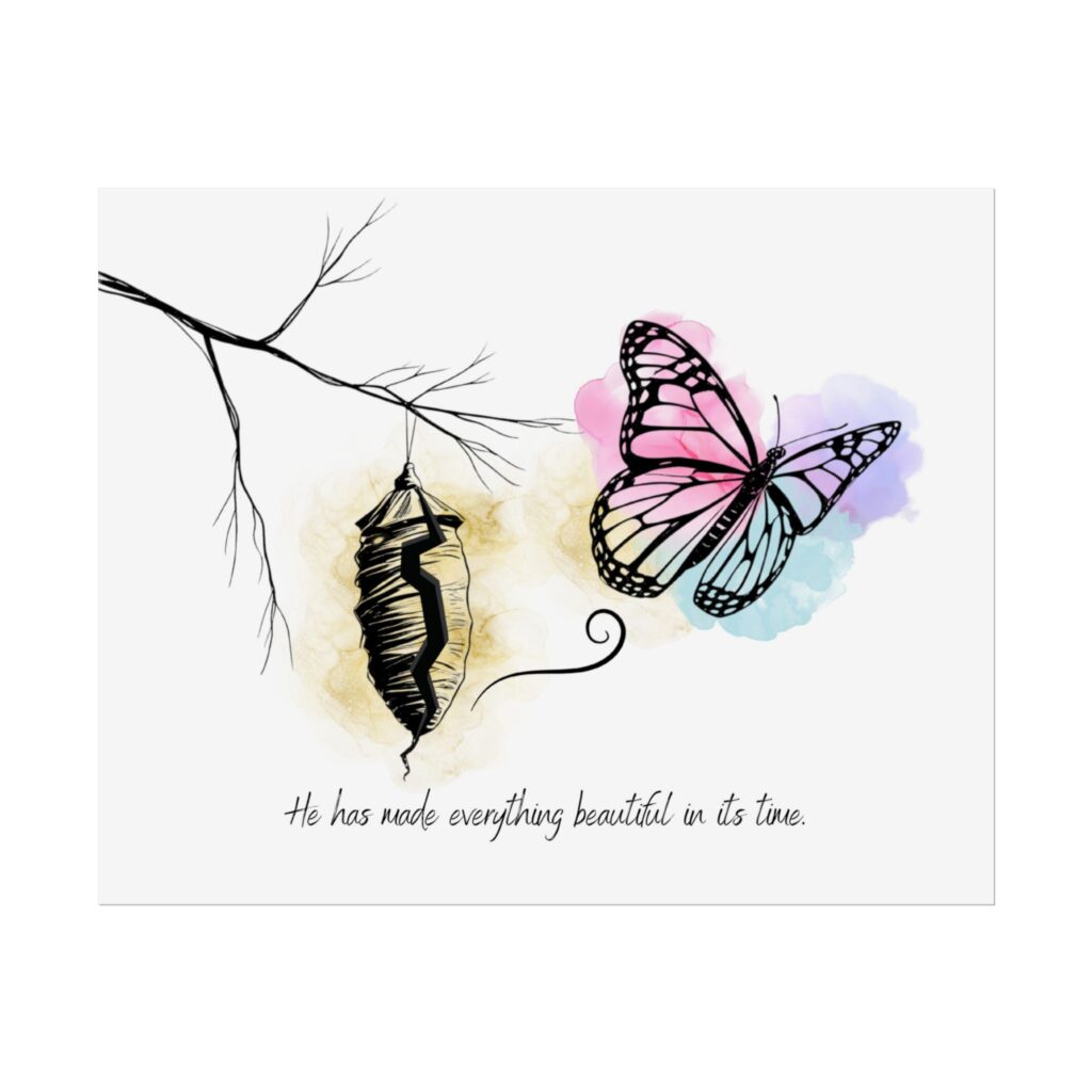 Christian scripture butterfly poster print